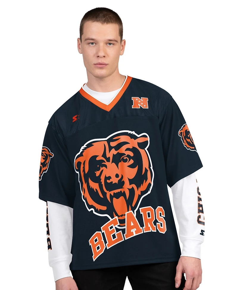 Starter Men's Navy/White Chicago Bears Short Sleeve Long T-Shirt