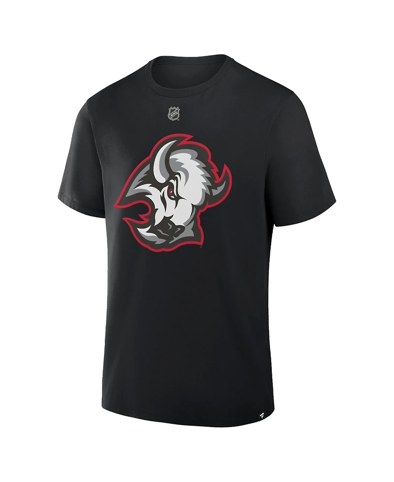 Fanatics Men's Tage Thompson Black Buffalo Sabres Authentic Stack Name Number T-Shirt