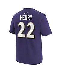 Nike Big Boys and Girls Derrick Henry Purple Baltimore Ravens Player Name Number T-Shirt