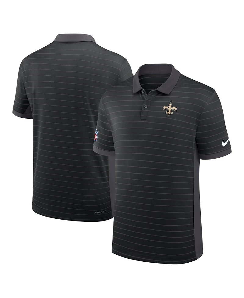 Nike Men's Black New Orleans Saints Sideline Victory Stripe Dri-fit Polo Shirt