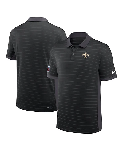 Nike Men's Black New Orleans Saints Sideline Victory Stripe Dri-fit Polo Shirt