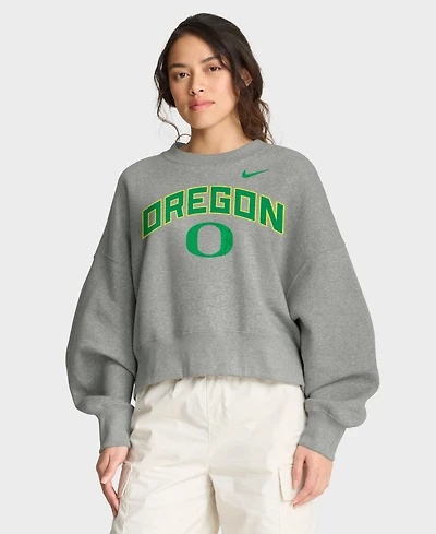 Nike Women's Heather Gray Oregon Ducks Oversized Phoenix Arch Pullover Sweatshirt