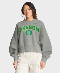 Nike Women's Heather Gray Oregon Ducks Oversized Phoenix Arch Pullover Sweatshirt