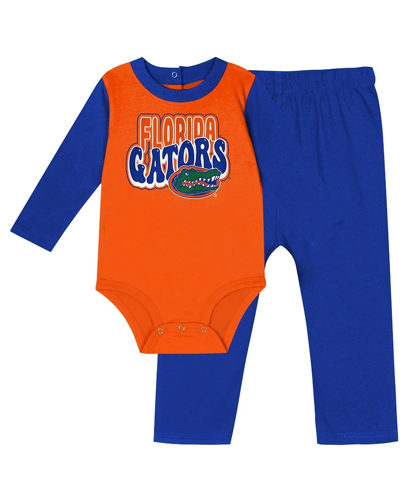 Outerstuff Baby Boys and Girls Royal Florida Gators Double Up Long Sleeve Bodysuit Pant Set
