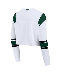 Fanatics Women's White Michigan State Spartans Training Camp Cropped Long Sleeve V-Neck Fashion Top
