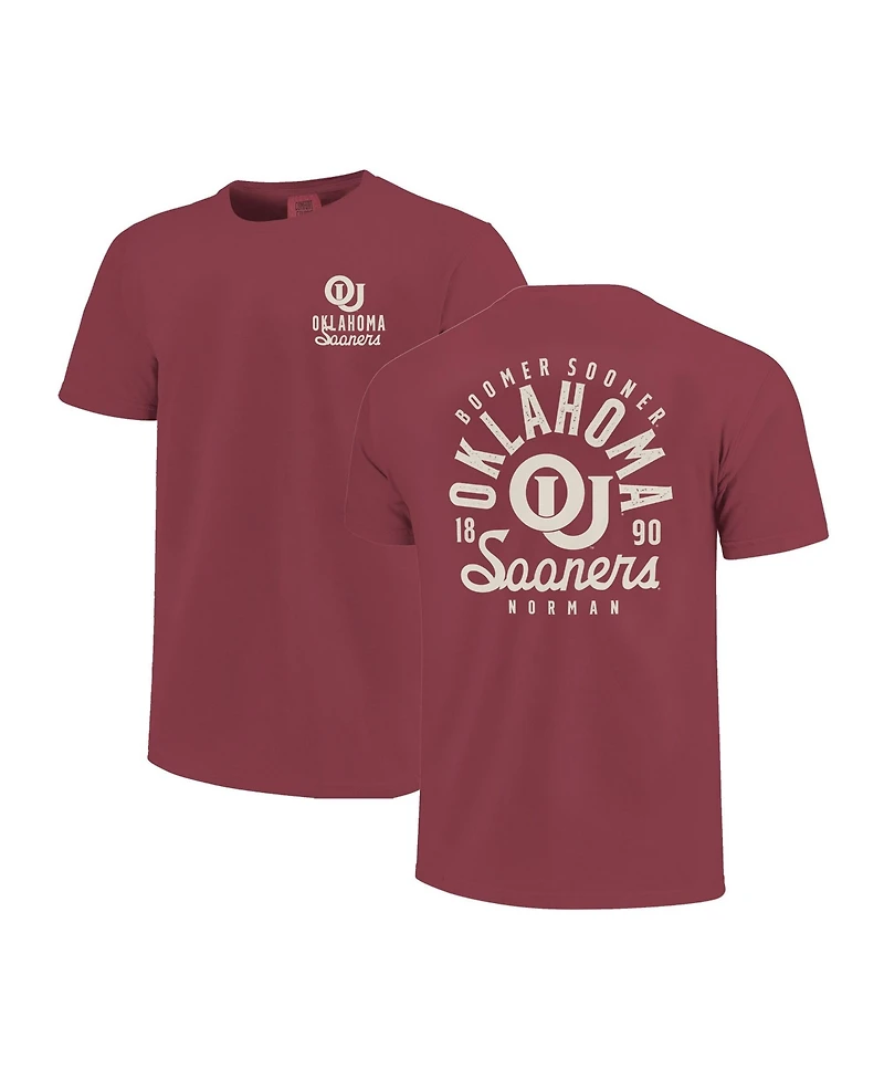 Image One Big Boys and Girls Crimson Oklahoma Sooners Comfort Colors Mascot Overlay T-Shirt