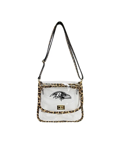 Logo Brands Baltimore Ravens Leopard Print Trim Clear Purse