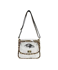 Logo Brands Baltimore Ravens Leopard Print Trim Clear Purse