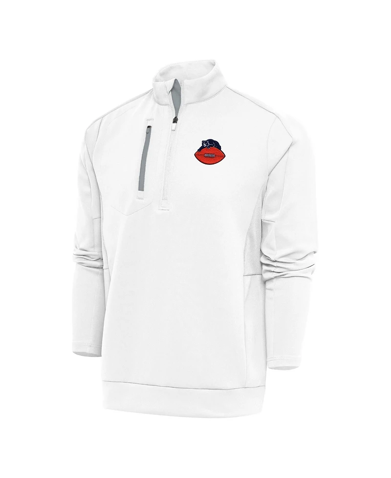 Antigua Men's White Chicago Bears Team Logo Throwback Generation Quarter-Zip Pullover Hoodie