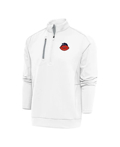 Antigua Men's White Chicago Bears Team Logo Throwback Generation Quarter-Zip Pullover Hoodie