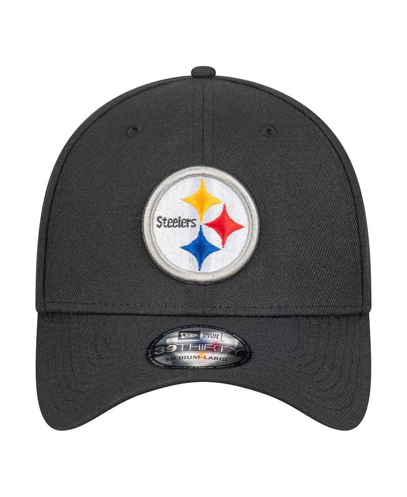 New Era Men's Black Pittsburgh Steelers Core Team 39THIRTY Flex Hat