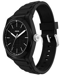 Fossil Men's Everett Three-Hand Black Silicone Watch 42mm