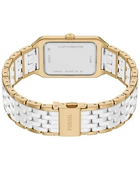 Fossil Women's Raquel Three-Hand Date Gold-Tone Stainless Steel White Ceramic Watch 26mm