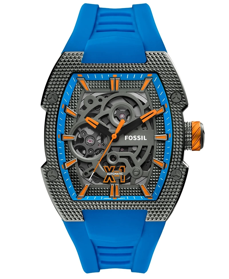 Fossil Men's Machine X1 Automatic Blue Silicone Watch 44mm