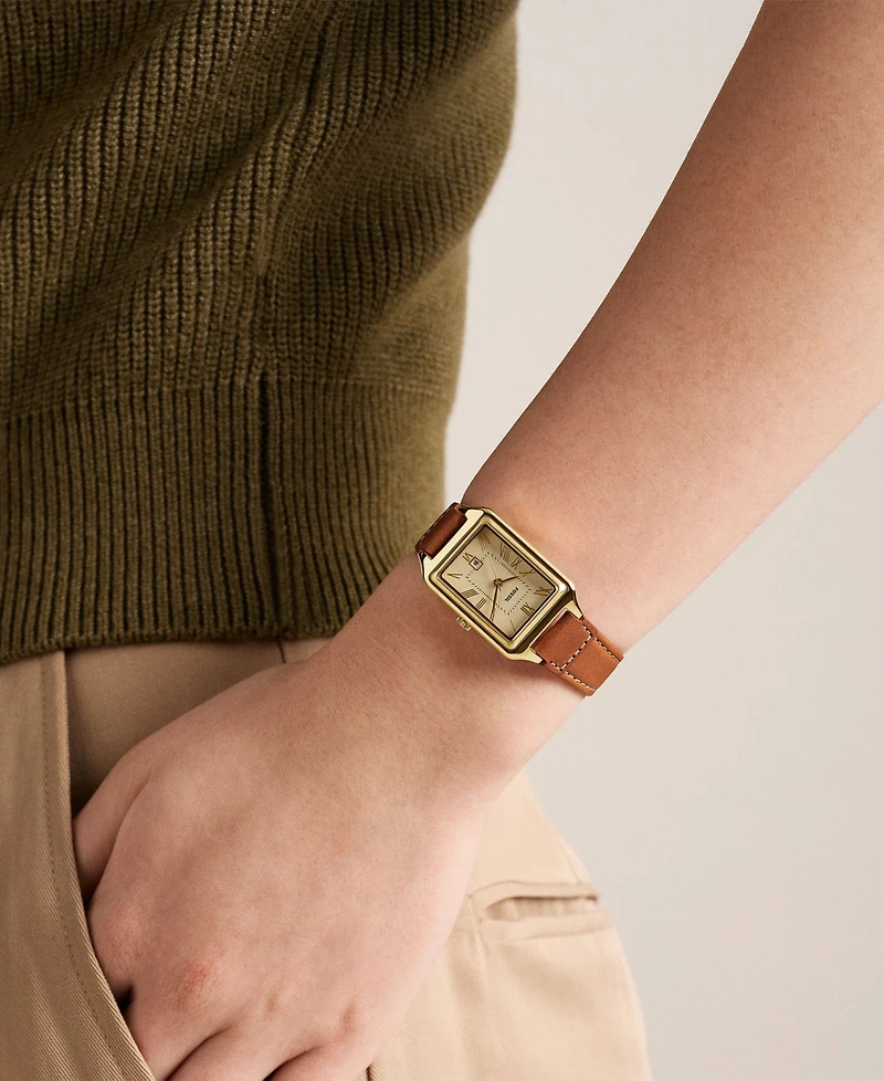 Fossil Women's Raquel Three-Hand Date Brown Leather Watch 23mm