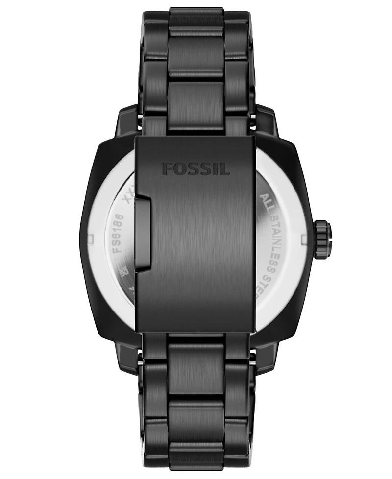 Fossil Men's Machine Three-Hand Date Black Stainless Steel Watch 41mm