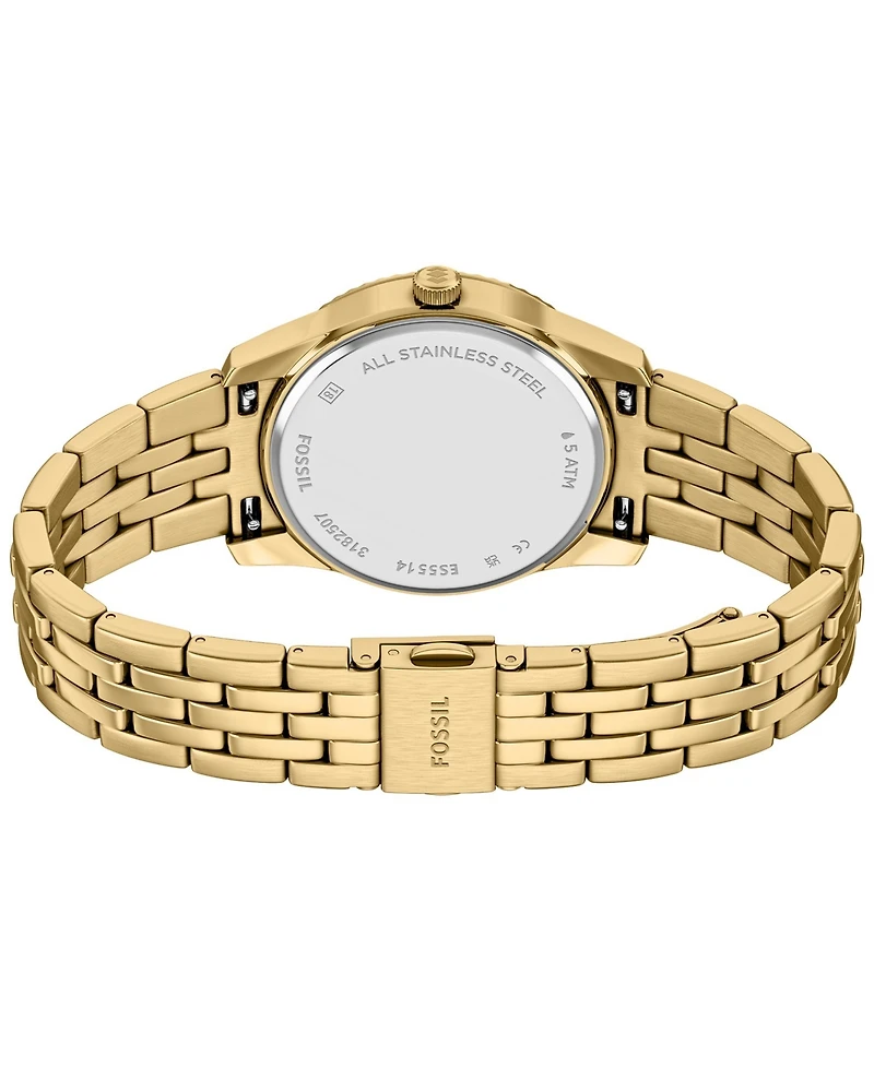 Fossil Women's Scarlette Three-Hand Day-Date Gold-Tone Stainless Steel Watch 34mm