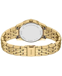 Fossil Women's Scarlette Three-Hand Day-Date Gold-Tone Stainless Steel Watch 34mm