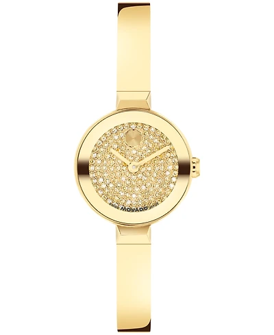 Movado Women's Bold Bangle Mini Swiss Quartz Ionic Plated Light Yellow Gold Steel Watch 22.50mm