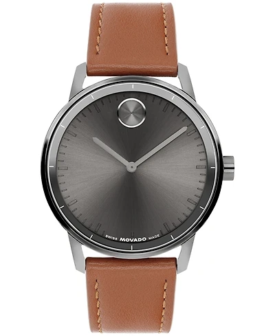 Movado Men's Bold Echo Swiss Quartz Cognac Leather Watch 40mm
