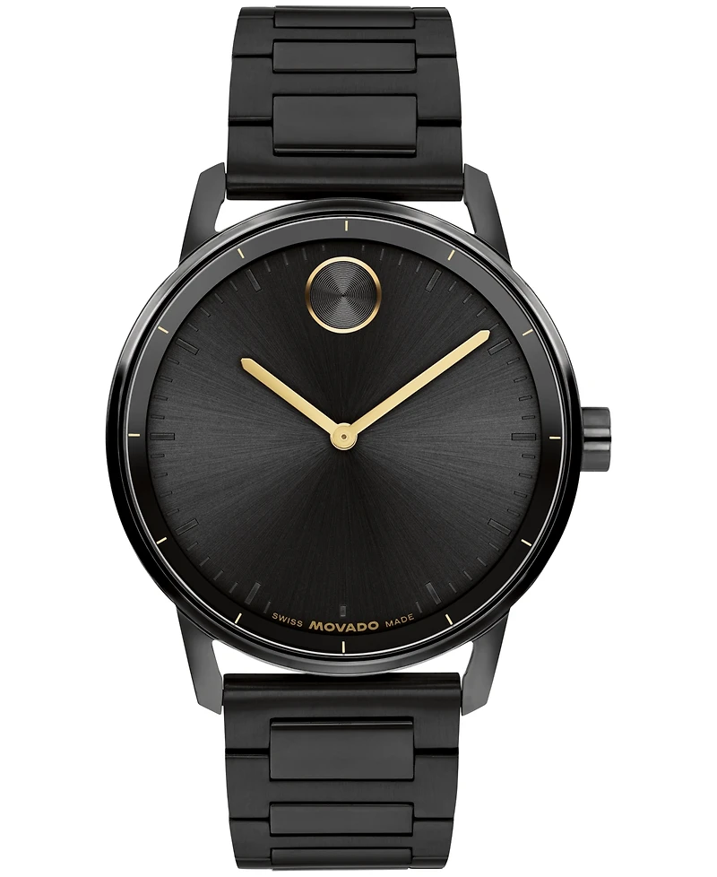 Movado Men's Bold Echo Swiss Quartz Ionic Plated Black Stainless Steel Watch 40mm