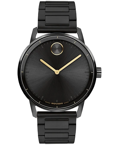 Movado Men's Bold Echo Swiss Quartz Ionic Plated Black Stainless Steel Watch 40mm