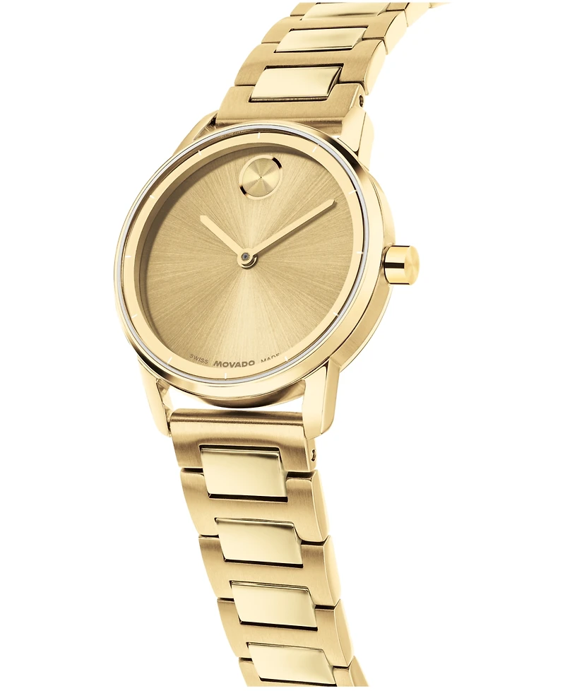 Movado Women's Bold Echo Swiss Quartz Ionic Plated Light Yellow Gold Steel Watch 30mm