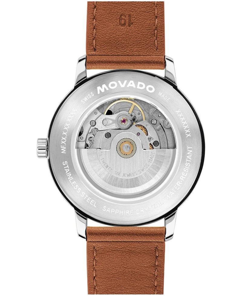Movado Men's Movado Face Swiss Quartz Cognac Leather Watch 39mm