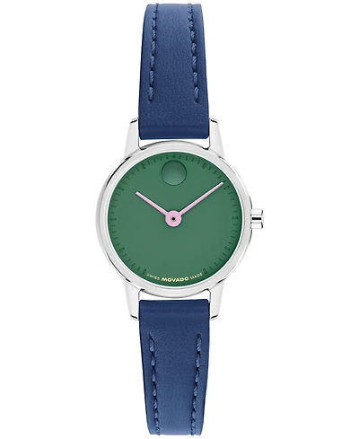 Movado Women's Baby Face Swiss Quartz Navy Leather Watch 22.50mm