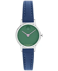 Movado Women's Baby Face Swiss Quartz Navy Leather Watch 22.50mm