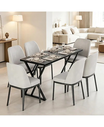 gaomon Modern Rectangular Dining Table for 6 – Sturdy Wood Construction Spacious Family Kitchen and Room Furniture