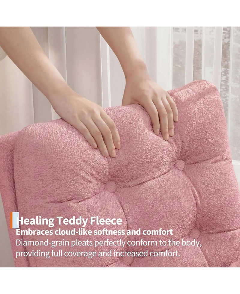 gaomon Nursery Rocking Chair with Adjustable Footrest, Teddy Fleece Upholstery, Sturdy Wooden Legs and High Backrest