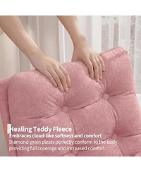 gaomon Nursery Rocking Chair with Adjustable Footrest, Teddy Fleece Upholstery, Sturdy Wooden Legs and High Backrest