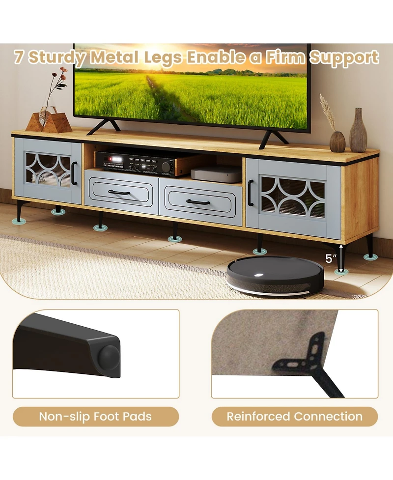 Slickblue Farmhouse Tv Stand for TVs up to 80 Inch with 2 Storage Drawers
