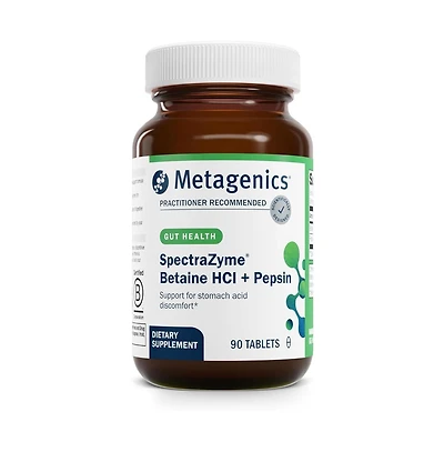 Metagenics SpectraZyme Betaine HCl with Pepsin - Digestive Support for Protein Breakdown and Nutrient Absorption - Betaine Hydrochloride