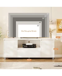 gaomon Modern 63" Tv Stand for TVs up to 70", Fluted Entertainment Center with Storage Drawer and Open Shelves, Media Console Cabinet for Living Room
