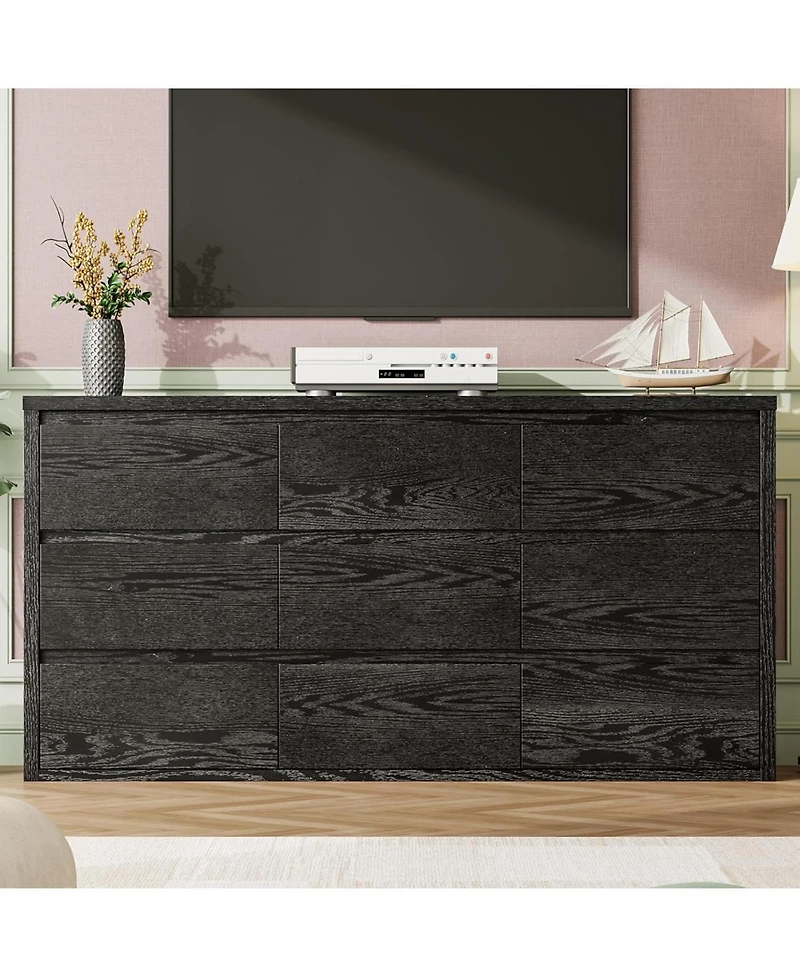 gaomon 9 Drawer Dresser for Bedroom, Wide Modern Chest of Drawers, Large Wood Dresser Wooden Storage Organizer for Living Room