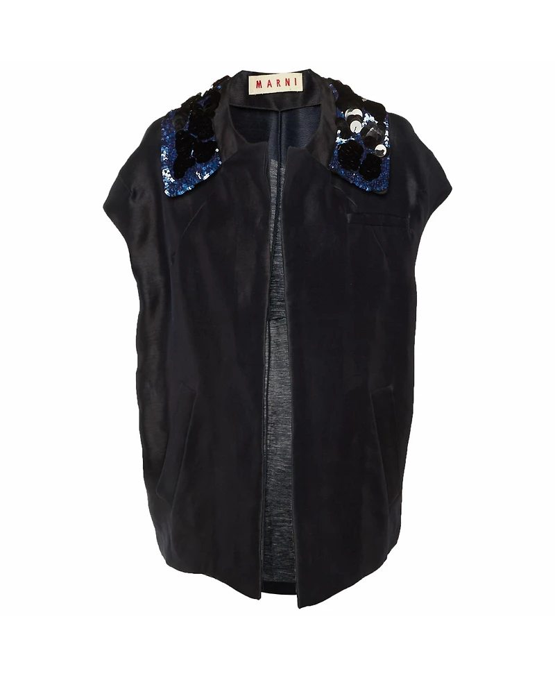 Pre-Owned Marni Women's Embellished Detail Silk and Linen Open Jacket