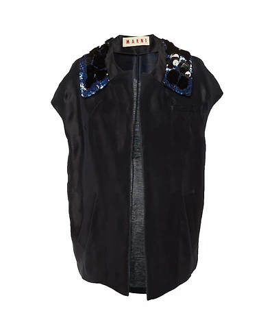 Pre-Owned Marni Women's Embellished Detail Silk and Linen Open Jacket
