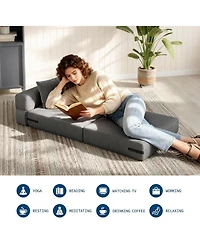 gaomon Folding Sofa Bed, 4-in-1 Convertible Sleeper Chair with Pillow, Single Futon Couch Bed with Back Support