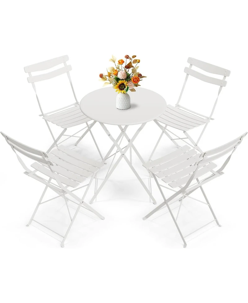 gaomon 5 Piece Patio Bistro Set - Metal Frame Folding Patio Furniture, Outdoor/Indoor Bistro Table and Chairs Set, No Assembly Needed, for Balcony