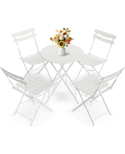 gaomon 5 Piece Patio Bistro Set - Metal Frame Folding Patio Furniture, Outdoor/Indoor Bistro Table and Chairs Set, No Assembly Needed, for Balcony