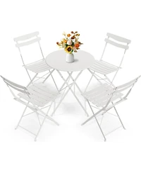 gaomon 5 Piece Patio Bistro Set - Metal Frame Folding Patio Furniture, Outdoor/Indoor Bistro Table and Chairs Set, No Assembly Needed, for Balcony