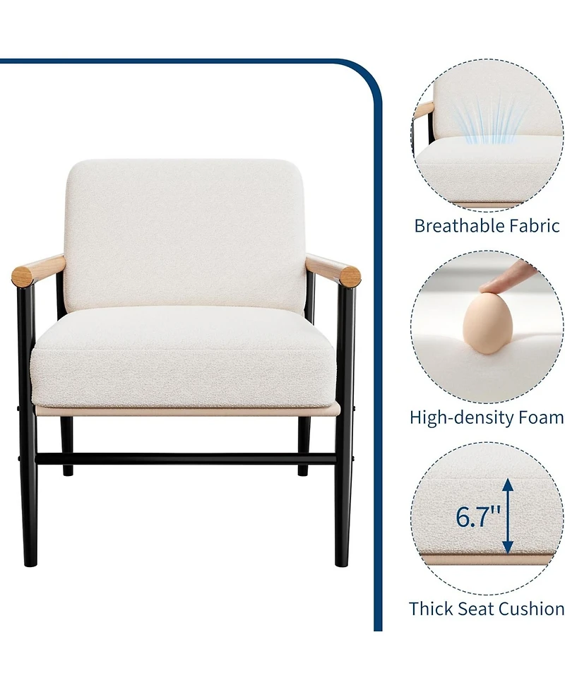 gaomon Modern Accent Chair for Living Room, Comfy Sherpa Reading Chair with Thick Cushion and Iron Frame