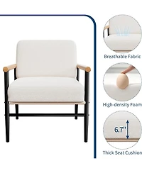 gaomon Modern Accent Chair for Living Room, Comfy Sherpa Reading Chair with Thick Cushion and Iron Frame