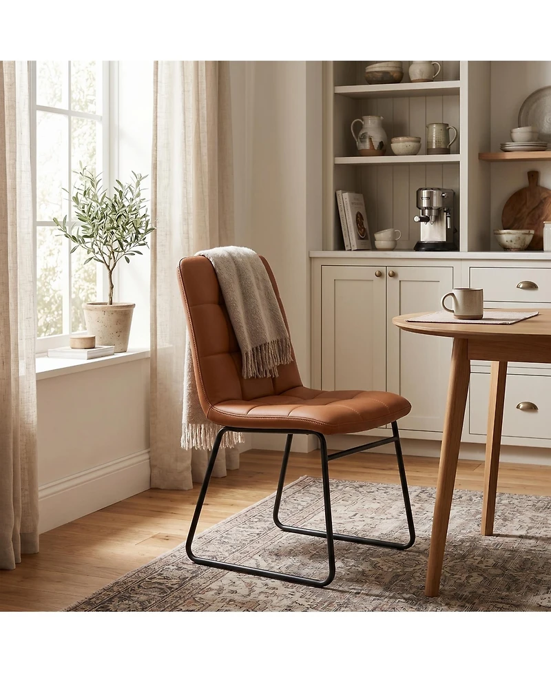 gaomon Dining Chairs Set of 2, Upholstered Dining Room Chairs with Metal Frame, Synthetic Leather Modern Dining Chairs for Kitchen Living Room