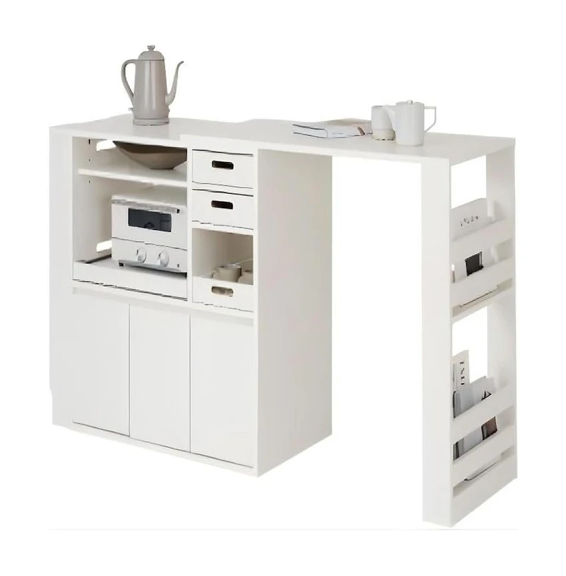 gaomon Extendable Kitchen Counter and Microwave Stand with Drawers, 39-67 in. Wide, Wood-Grain Finish