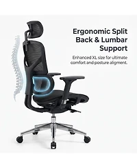 gaomon Fabric Ergonomic Office Chair with Footrest, Adjustable Height and Arms, Split Back, Manual Recline