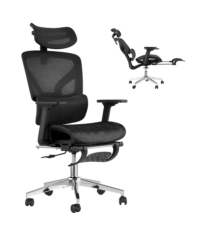 gaomon Fabric Ergonomic Office Chair with Footrest, Adjustable Height and Arms, Split Back, Manual Recline