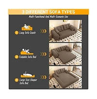 Clihome 78.7" Folding Sleeper, 3-in-1 Convertible Sofa Bed - Teddy Velvet Floor